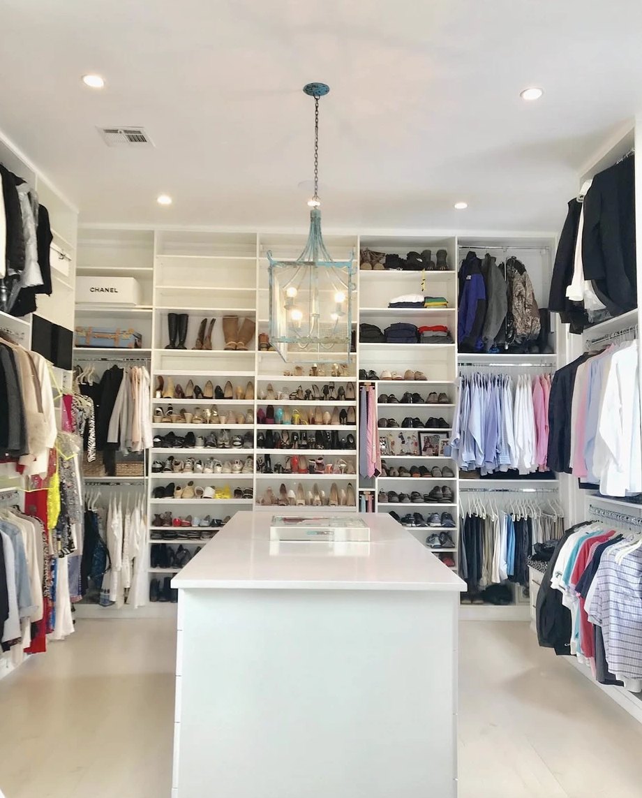 A walk-in closet organized by Porter New Orleans in Uptown New Orleans