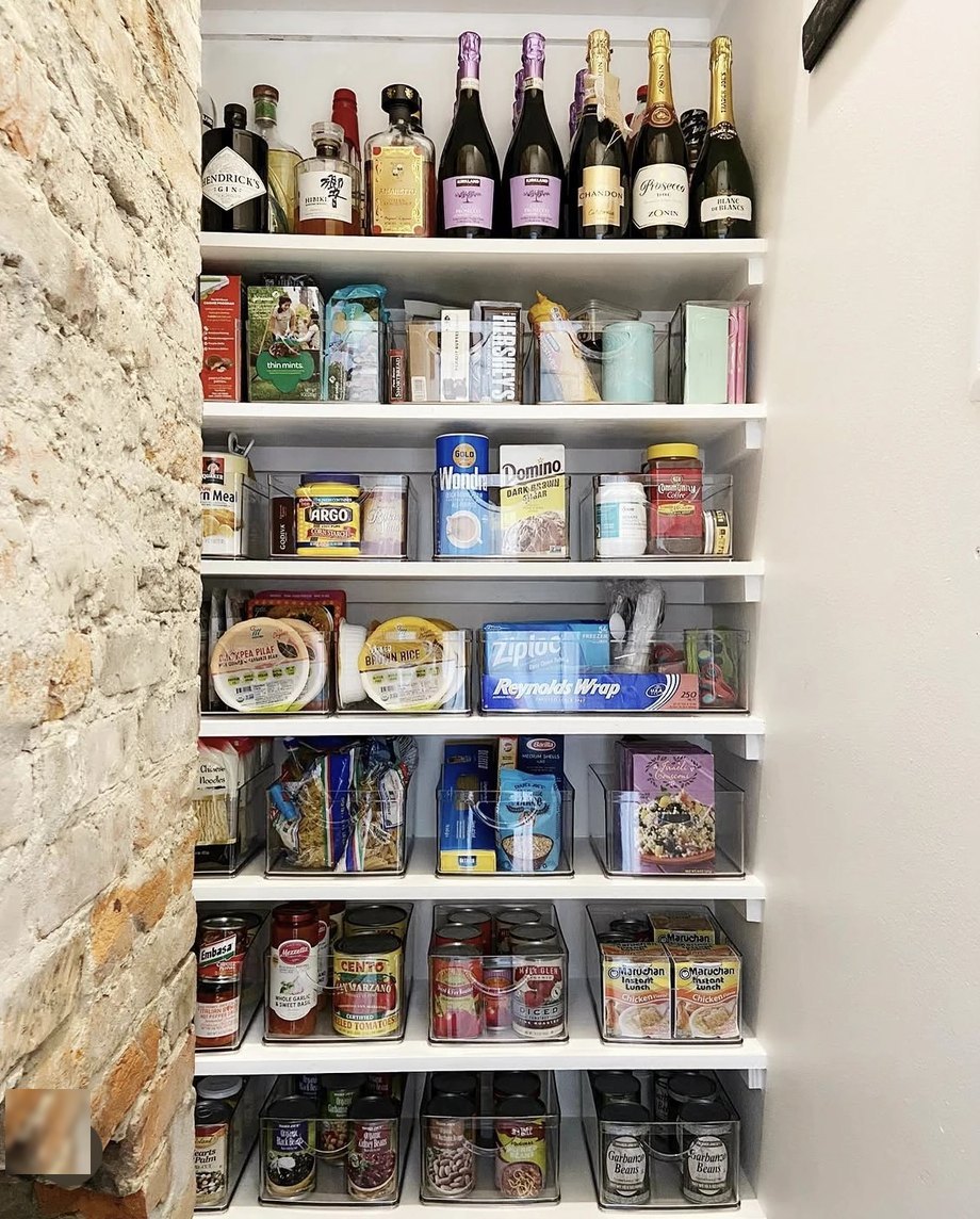 A closet transformed into an organized pantry by Porter in Faubourg Marigny