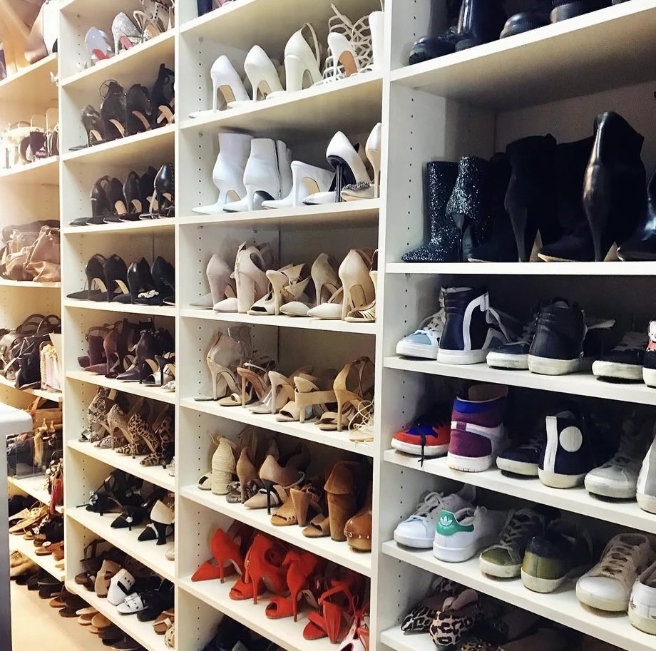A wall of shoes arranged by Porter New Orleans