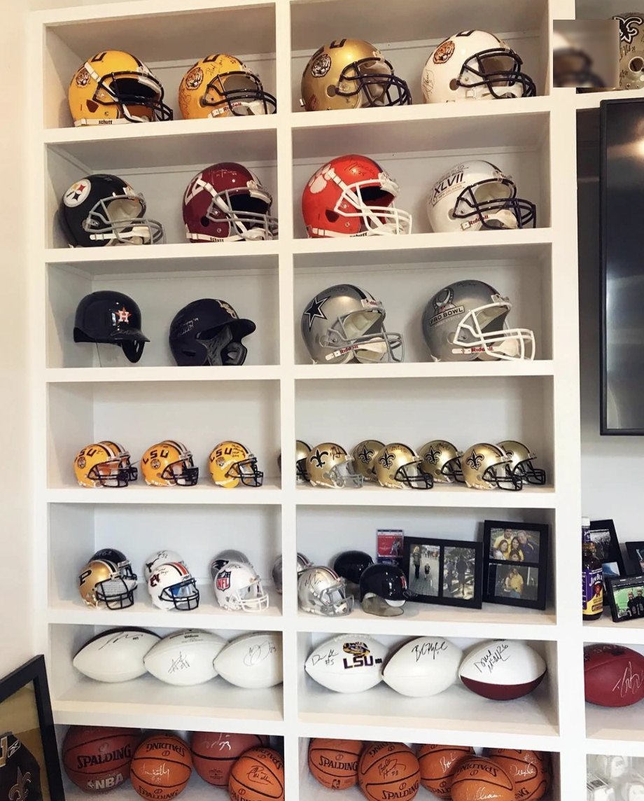 Sports memorabilia displayed and organized by Porter New Orleans