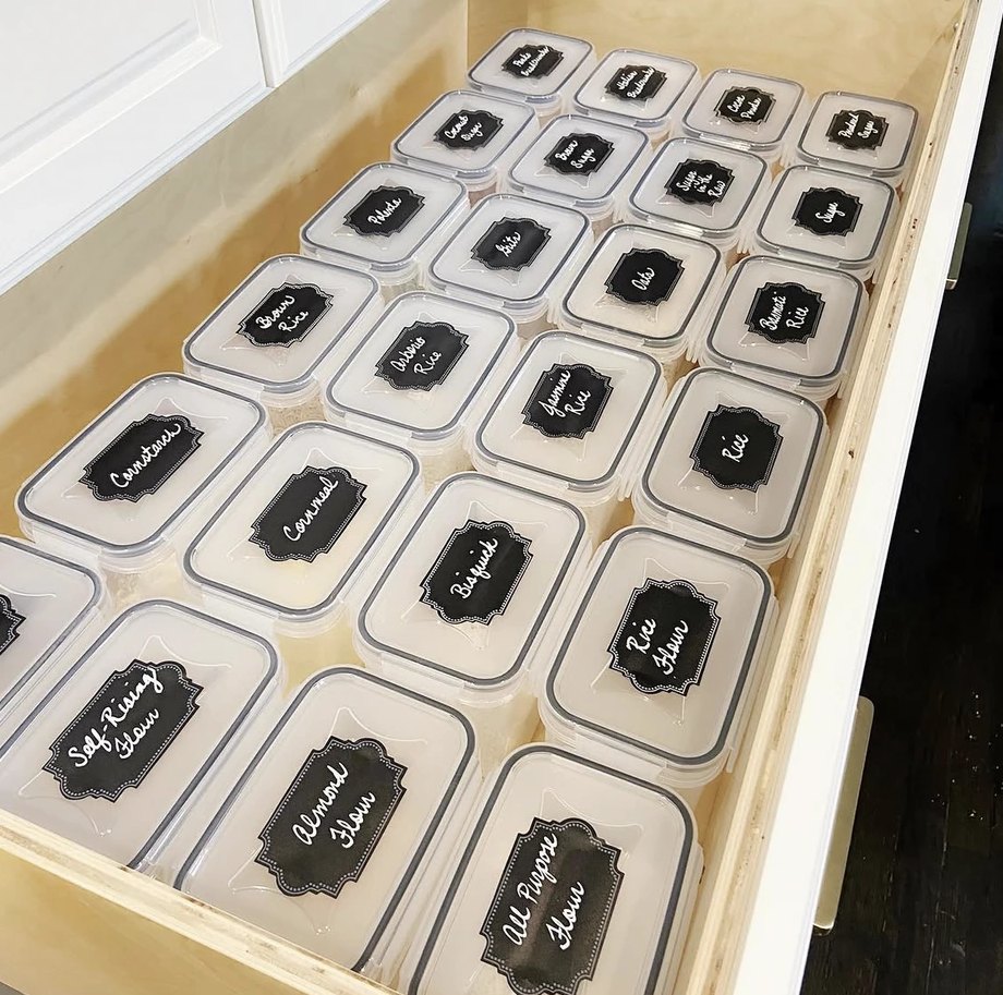 Dry goods decanted into labeled containers by Porter New Orleans